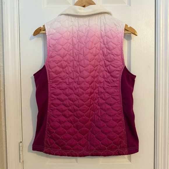 L.L. Bean Vest Women Pink Ombre Poly Blend Full Zip Mock Neck Quilted Small - Picture 5 of 7